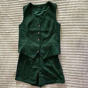 Green Sleeveless Vest and Shorts Set